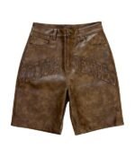 Bottega Desires Leather Shorts Brown