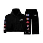 Bottega Desires Grey Patches Zip Tracksuit Black