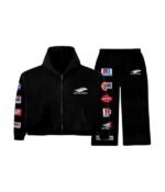 Bottega Desires Grey Patches Zip Tracksuit Black