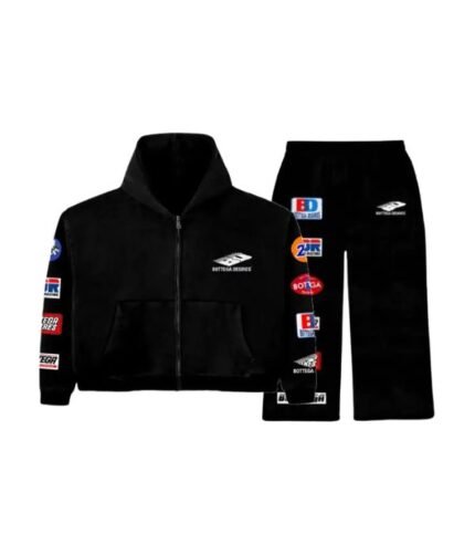 Bottega Desires Grey Patches Zip Tracksuit Black