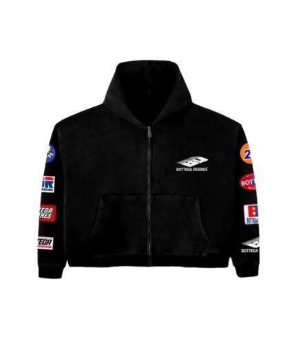 Bottega Desires Grey Patches Zip Tracksuit Black