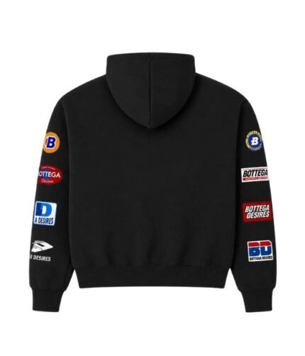 Bottega Desires Patches Zip Hoodie Black
